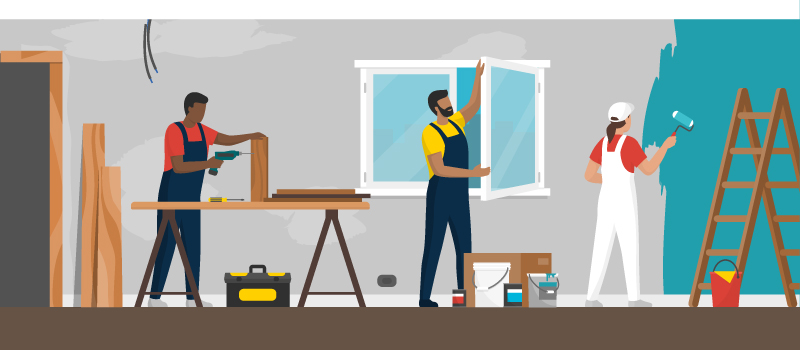 Contractor working on a home project